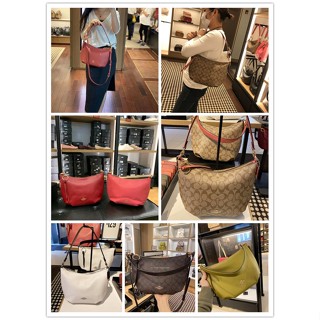 SMALL SKYLAR HOBO IN SIGNATURE CANVAS 90738 91028 กระเป๋าสะพายข้างผู้หญิง แท้ COAC H กระเป๋าใต้วงแขน