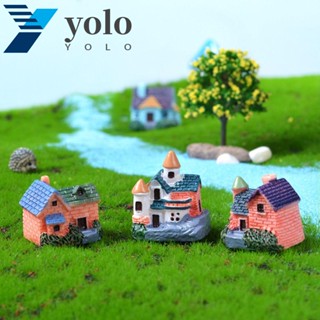 Yolo บ้านอิฐประดิษฐ์ วิลล่า มอส ภูมิทัศน์ ขนาดเล็ก DIY สําหรับตกแต่งบ้าน