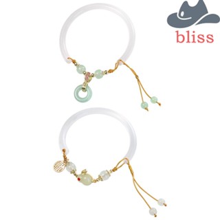 Bliss สร้อยข้อมือ จี้หยกเทียม สไตล์ฮั่นฝู คลาสสิก เครื่องประดับแฟชั่น สําหรับเด็กผู้หญิง