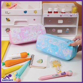 Sanrio Cartoon Double-layer Large Capacity Pu Leather Stationery Box Pencil Bag Cute Cartoon Kuromi Pencil Bag -AME1