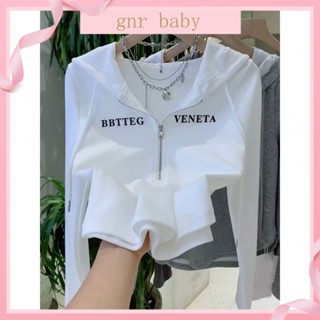 🍓GNR BABY🫐เสื้อแจ็กเก็ตแขนยาวลําลอง มีฮู้ด ขนาดใหญ่ สําหรับเด็กผู้หญิง อายุ 3-12 ปี