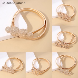 Goldensquare เข็มขัดคาดเอว ยางยืด ประดับโบว์ สีทอง แฟชั่นสําหรับผู้หญิง