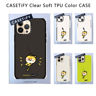Casetify X Little Tiger เคสโทรศัพท์มือถือ TPU นิ่ม แบบใส ขอบสีดํา สีเบจ สีนีออน สีเหลือง สีดํา สีขาว สําหรับ IPhone 14 13 12 11 Pro MAX Mini XS MAX XR X SE 6 6S 7 8 Plus