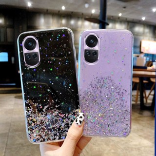 เคสOPPO Reno10 Pro Reno10 Reno 10 Pro+ 5G 2023 มือถือ ซิลิโคนนุ่ม ใส ลายกลิตเตอร์ดาว ท้องฟ้ากลางคืน สําหรับ เคสโทรศัพท์OPPO Reno10 5G