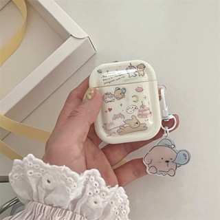 เคสหูฟังบลูทูธ TPU ลายสุนัข พร้อมพวงกุญแจ สําหรับ AirPods 1 2 Pro 3