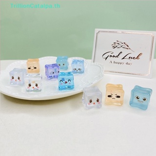 Trillioncatalpa จี้เรซิ่นใส รูปลูกบาศก์น้ําแข็ง เรืองแสง DIY 5 ชิ้น