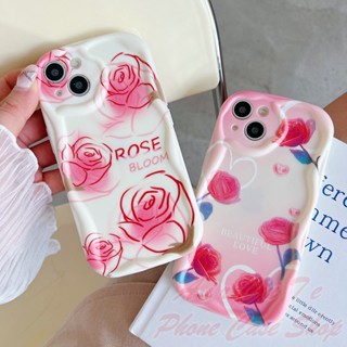 เคส Infinix Hot 30 30i 20 20i 12 11 10 9 8 Play NFC Note 30 4G 5G 12 G96 Smart 7 6 5 Smart6 2G 32G 3G 64G 3D Wave Frame Rose Flower Soft Case