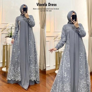 - Viorela Dress Gamis Viorella Muslim Mix Tille Premium All Size Fit To XL Besar Viorella Dress Maxy Wanita Sogan