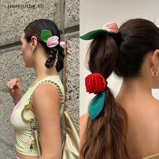 Renbg Sa Scrunchies ยางรัดผม แบบยืดหยุ่น ลายดอกกุหลาบ สไตล์เกาหลี โรแมนติก ของขวัญแฟชั่น สําหรับผู้หญิง