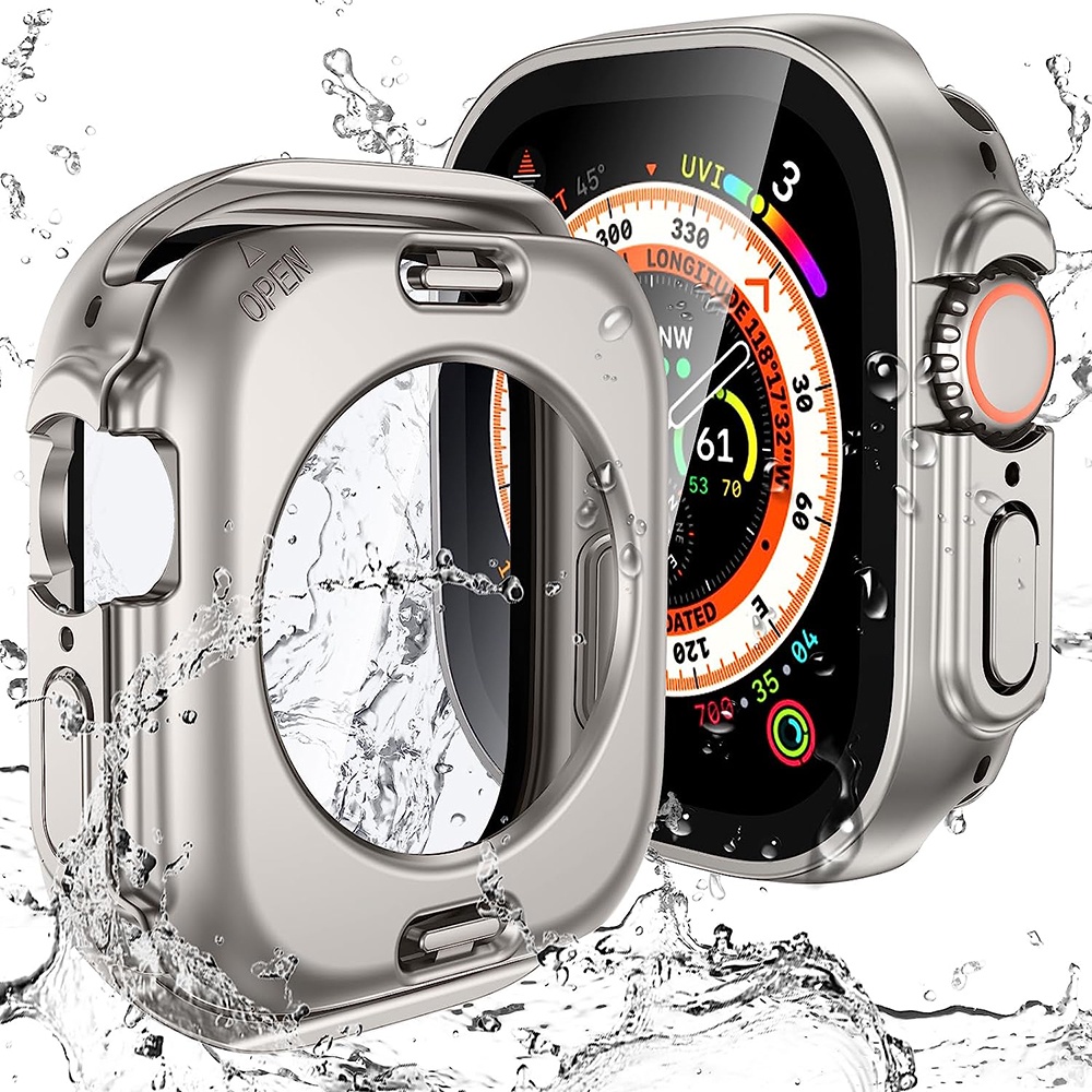 360° ป้องกัน Hard PC ด้านหน้า + กันชนด้านหลัง HD กระจกนิรภัยกันน้ําสําหรับ Apple Watch 44/45 มม.49 มม.41 มม.40 มม.ป้องกันหน้าจอกรณี iWatch Ultra Series 8 7 SE 4 5 6