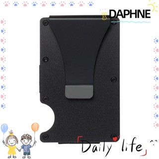 DAPHNE กระเป๋าสตางค์ โลหะ สเตนเลส สีดํา สําหรับใส่บัตรเครดิต RFID