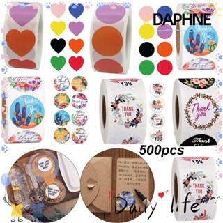 DAPHNE สติกเกอร์ฉลาก Thank You ทรงกลม ลายดอกไม้ สําหรับติดของขวัญ 500 ชิ้น