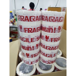 🔥ยกแถวคุ้มกว่า🔥 เทประวังแตก แพ๊ค 6 ม้วน Fragile Tape เทปopp หน้าเทป2” ยาว100 หลา