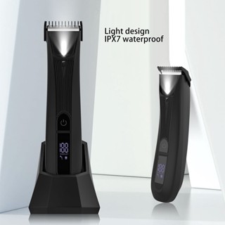 Health &amp; beauty Body Trimmer สีดำกันน้ำไฟฟ้า Clipper ผมร่างกายแบบชาร์จไฟได้สำหรับผู้ชายชาย