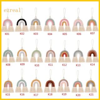 Ez สายคล้องโทรศัพท์มือถือ ผ้าฝ้ายทอ แฮนด์เมด สีรุ้ง