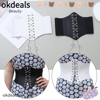 Okdeals เข็มขัดหนัง ยืดหยุ่น จี้ผีเสื้อ เอวสูง หลากสี หรูหรา แฟชั่นเรียบง่าย สําหรับผู้หญิง