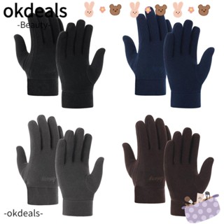 OKDEALS ถุงมือขนแกะ อบอุ่น แฟชั่นใหม่ สําหรับผู้หญิง เล่นกีฬากลางแจ้ง