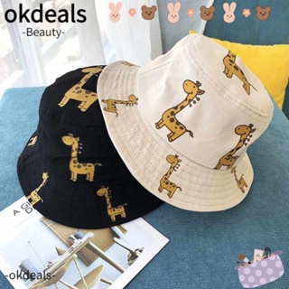 OKDEALS หมวกบักเก็ต เหมาะกับเดินชายหาดกลางแจ้ง แฟชั่นฤดูใบไม้ผลิ และฤดูใบไม้ร่วง สําหรับเด็ก