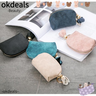 OKDEALS กระเป๋าสตางค์ หนัง PU มีซิป ขนาดเล็ก น่ารัก สําหรับผู้หญิง