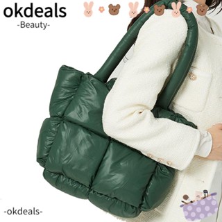 OKDEALS กระเป๋าโท้ท ผ้าฝ้าย บุฟองน้ํา ขนนุ่ม ทรงโท้ท