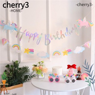 Cherry3 พวงมาลัยธีมยูนิคอร์น สําหรับแขวนตกแต่งปาร์ตี้วันเกิด ในร่ม