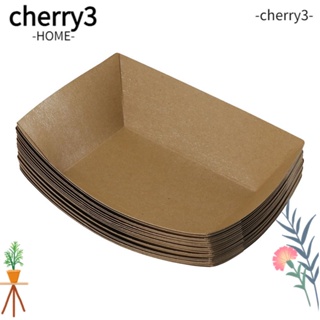 Cherry3 ถาดกระดาษคราฟท์ เป็นมิตรกับสิ่งแวดล้อม แบบใช้แล้วทิ้ง สีน้ําตาล สําหรับใส่อาหาร ขนมขบเคี้ยว เฟรนช์ฟรายส์ 250 แพ็ก