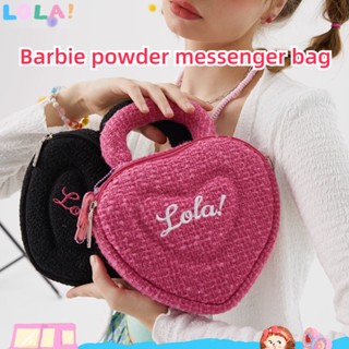 Lola DESIGN Sweetheart Pie Barbie Powder กระเป๋าถือ กระเป๋าเมสเซนเจอร์ ผ้ากํามะหยี่ขนนิ่ม สไตล์ชาแนล ขนาดเล็ก น่ารัก อบอุ่น ฤดูใบไม้ร่วง ฤดูหนาว