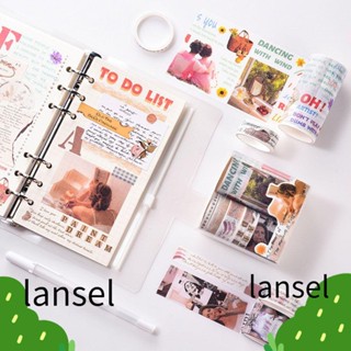 LANSEL สติกเกอร์เทปวาชิ 6 ม้วน/ชุด สไตล์วินเทจ สําหรับตกแต่งสมุด DIY