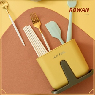 Rowans กล่องเก็บตะเกียบพลาสติก อเนกประสงค์ ระบายน้ํา สีเหลือง สําหรับห้องครัว