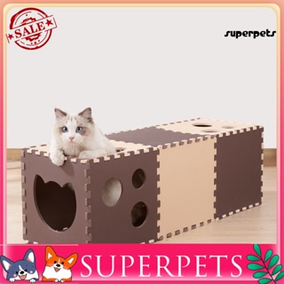 Superpets เสื่ออุโมงค์ EVA กันรอยขีดข่วน พับได้ ของเล่นสําหรับสัตว์เลี้ยง แมว 14 ชิ้น