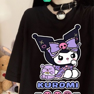 ใหม่ เสื้อยืดลําลอง แขนสั้น พิมพ์ลายการ์ตูน Sanrio Kuromi ทรงหลวม แฟชั่นฤดูร้อน สไตล์ญี่ปุ่น สําหรับสตรี Y2k