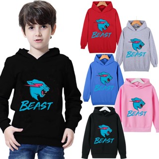 เสื้อกันหนาวลําลอง มีฮู้ด ลาย Mr Beast Lightning Cat แฟชั่นสําหรับเด็ก 3-15 ปี 2023