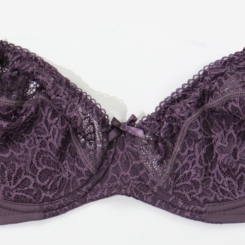 Softrhyme ชุดชั้นในลูกไม้ ไม่มีซับใน หรูหรา กึ่งโปร่ง ชุดชั้นในสตรี 34C-44C 36D-46D เต็มคัพ - รูปที่ 3