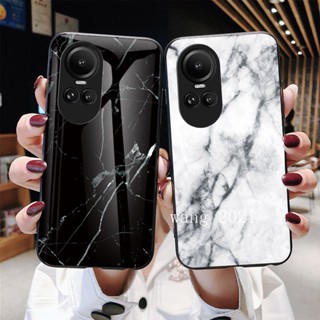 พร้อมส่ง ใหม่ เคสโทรศัพท์มือถือกระจกนิรภัย แบบแข็ง ลายหินอ่อน สําหรับ OPPO Reno10 Pro+ Plus 5G Reno 10 Reno10Pro+ OPPO A78 NFC 4G 2023 OPPOReno10 Pro 5G