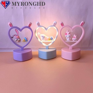 Myronghd โคมไฟตั้งโต๊ะ ลายการ์ตูนอนิเมะ My Melody Kuromi โรแมนติกน่ารัก DIY สําหรับตกแต่งห้อง