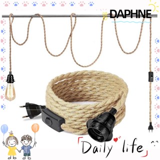 Daphne ฐานโคมไฟเชือก ปลั๊ก EU สไตล์วินเทจ พร้อมสวิตช์ซ็อกเก็ตพลาสติก 2 เมตร 3 เมตร