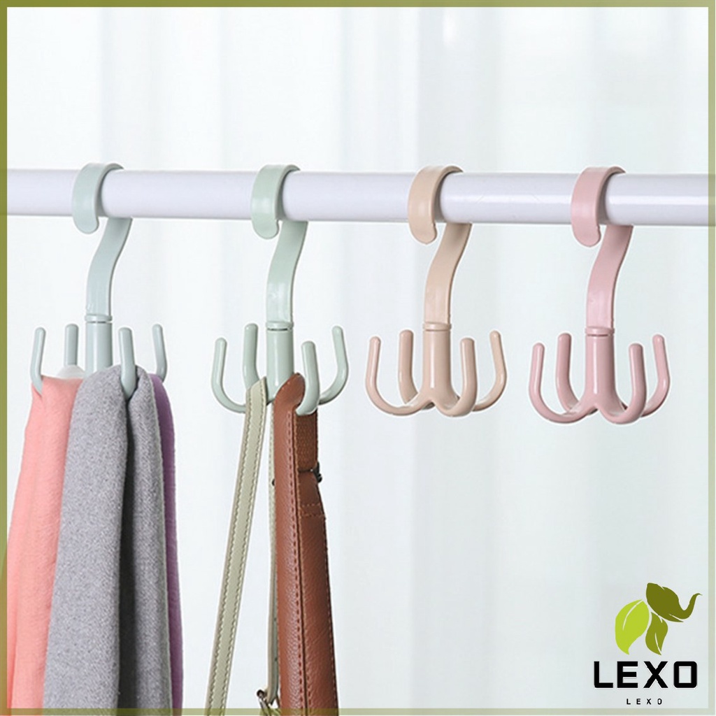 LEXO ที่แขวนของแบบตะขอ 4 แฉก หมุนได้ 360 องศา ที่แขวนของแบบตะขอ คละสี / 4 Position Cloth Hanger
