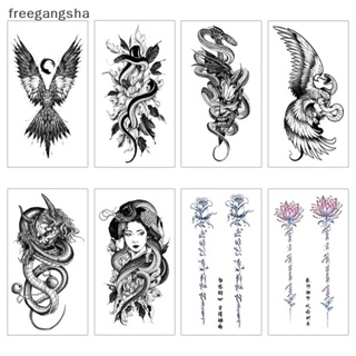 [FREG] สติกเกอร์รอยสักชั่วคราว ลายกะโหลก ดอกไม้ ขนาดใหญ่ สีดํา FDH