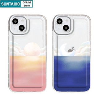 SUNTAIHO เคสโทรศัพท์มือถือ แบบนิ่ม ลายพระอาทิตย์ขึ้น และพระอาทิตย์ตก สีน้ํามัน สําหรับ Iphone XR 11 12 Pro Max 13 14 Pro Max