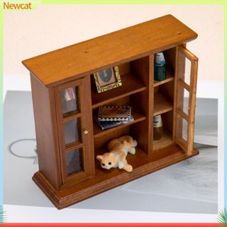 {Newcat} ลูกบิดประตูตู้ ตู้หนังสือจําลอง ขนาดเล็ก 1:12 หลายชั้น DIY อุปกรณ์เสริม สําหรับบ้านตุ๊กตา