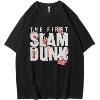 เสื้อยืดแขนสั้น ผ้าฝ้าย 100% พิมพ์ลาย Slam Dunk ทรงหลวม แฟชั่นฤดูร้อน สําหรับผู้ชาย และผู้หญิง