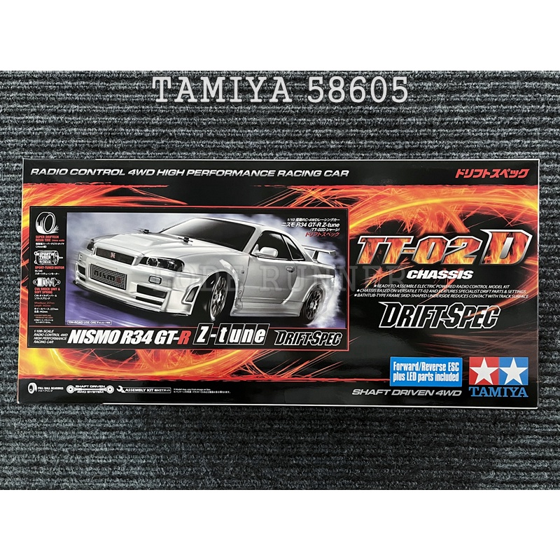 Tamiya รีโมตคอนโทรล Drift Series 1/10 Nismo R34 GTR พร้อมไฟ LED TT02D 58605