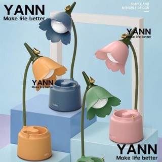 Yann1 โคมไฟตั้งโต๊ะ LED 3 สี พร้อมที่ใส่ปากกา ชาร์จได้ หรี่แสงได้ สําหรับนักเรียน