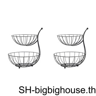 ตะกร้าลวดเหล็ก แบบ 2 ชั้น ถอดออกได้ สําหรับเก็บผัก ผลไม้ 1 2 3