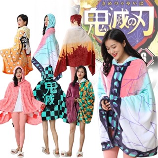 เสื้อคลุมอาบน้ํา มีฮู้ด ผ้าสักหลาด ลายการ์ตูนอนิเมะ Demon Slayer Nezuko Kamado Roles สําหรับผู้ใหญ่