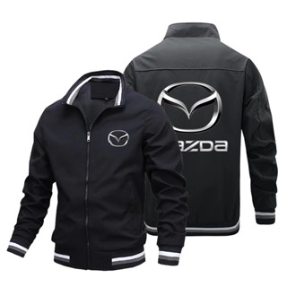 MAZDA LOGO baseball uniform car shop custom work clothes CX-8 CX-5 CX-9 CX-7 RX-8 ATENZA CX-4 CX-30 MX-5 CX-30EV Axela outdoor driving stand collar large size long-sleeved sweater Aviator Jacket