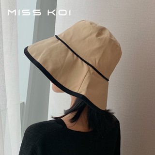 Misskoi [พร้อมส่ง] หมวกบักเก็ต สองด้าน ขนาดใหญ่ เข้ากับทุกการแต่งกาย แฟชั่นฤดูใบไม้ผลิ และฤดูใบไม้ร่วง สไตล์ญี่ปุ่น สําหรับผู้หญิง