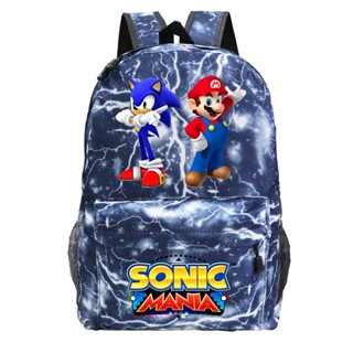 กระเป๋าเป้สะพายหลัง พิมพ์ลาย Mario Game Merchandise สีฟ้า สําหรับเด็ก