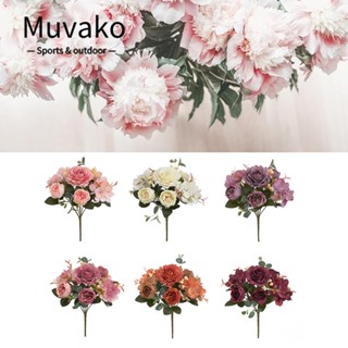 Muvako ดอกกุหลาบประดิษฐ์ ผ้าไหม สไตล์เรโทร สําหรับตกแต่งบ้าน DIY