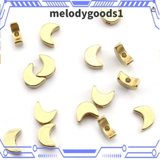 Melodygoods1 ลูกปัดทองเหลือง ชุบทอง รูปดวงจันทร์ 7*5.5*3 มม. ติดทนนาน 60 ชิ้น สําหรับสร้อยคอ